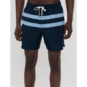 FAIR HARBOR The Anchor Blue Stripe Swim Trunks Men's XL Board Shorts 8" Lined